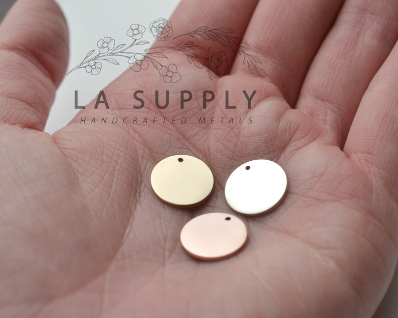13mm Disc Blank, 1/2 round disc, disc blank, round stamping blank, metal blank, sterling silver, gold filled, rose gold filled, 20 gauge image 2