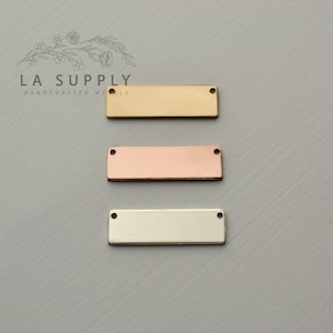 Bar Rohling, 6 mm x 20 mm, Stanzrohling, Sterling Silber, Gold filled, Roségold filled, 20 Gauge, mit Löchern