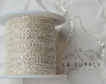 Sterling Silver Flat Cable Chain, 1.6mm, Sold by the Foot