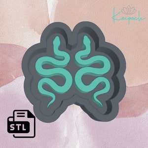 Boucles d'oreilles serpent fichier de moule principal numérique STL pour la fabrication de moules en silicone
