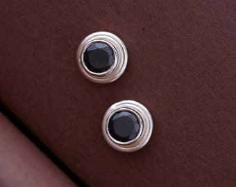 Smoky Quartz Stud Earrings in Sterling Silver