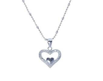 Heart Pendant , Two hearts Pendant in sterling silver