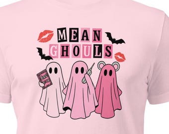 Mean Ghouls Halloween Shirt: Retro 90s Pink Ghost Graphic Tee