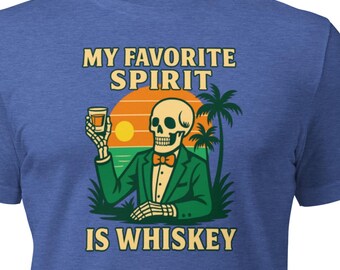 Funny Skeleton Whiskey T-Shirt: Spooky Halloween Cocktail Tee