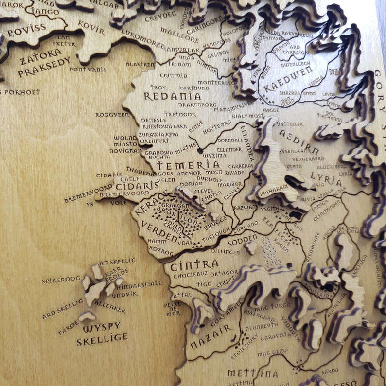 Witcher World Map 3D Fantasy Map | Etsy