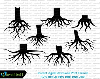 Tree with roots svg | Etsy