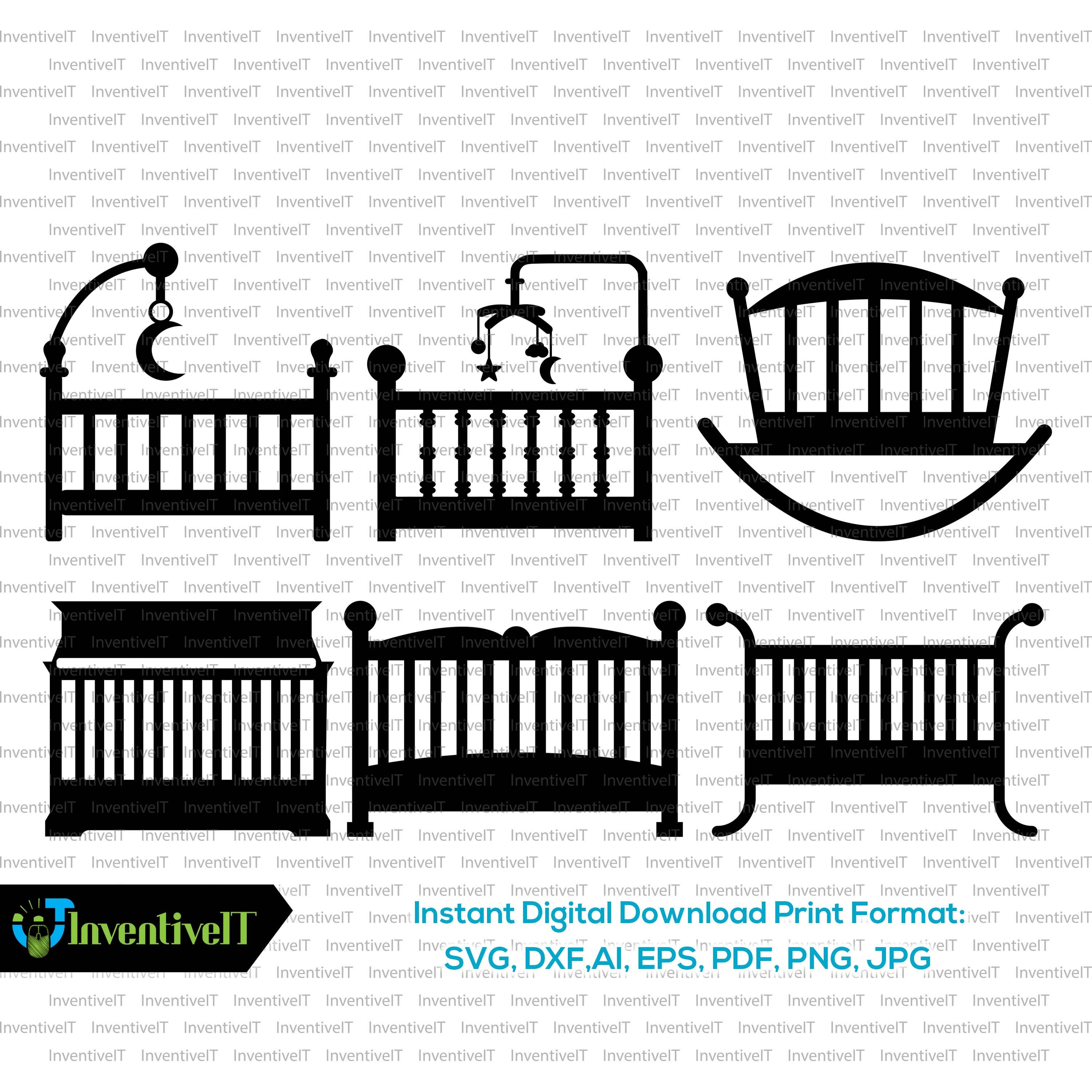 Download Baby Crib svg Baby Crib clipart Baby Crib Silhouette | Etsy