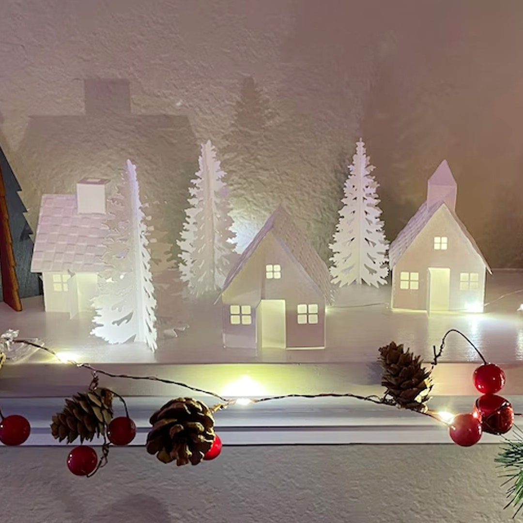 White Christmas Tea Light Village Christmas Village Etsy