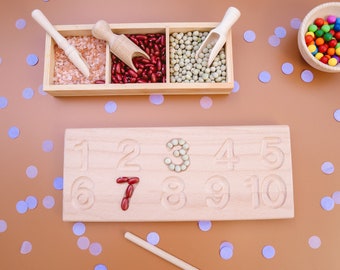 Montessori numbers board | Montessori wooden numbers | Montessori learning aid wooden board | Montessori school tray | Montessori children