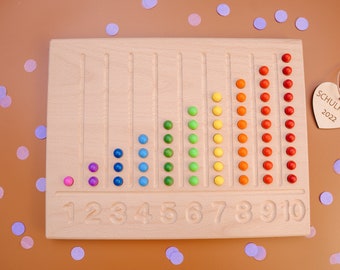 Montessori Number Pyramid | Montessori Wooden Numbers | Montessori Learning Aid Wooden Board | Montessori School Tray | Montessori Children