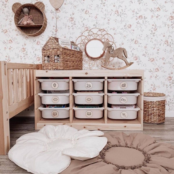 Holzscheiben Aufkleber für Kinderzimmer Aufbewahrungsbox und Aufbewahrungskisten | Ikea Trofast Aufkleber | Ordnung Aufkleber | Aufräumen