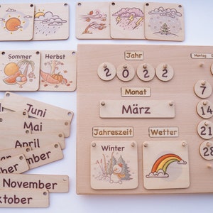 Children&#39;s calendar Montessori | Perpetual calendar Montessori calendar wood | Montessori calendar children wood