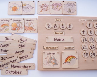 Kinderkalender Montessori | Ewigkalender Montessori Kalender Holz | Montessori Kalender Kinder Holz