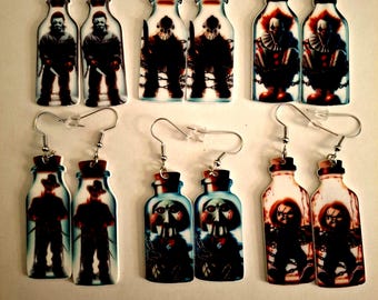 Horror Movie Earrings Freddy Kruger Jason Michael Myers Jigsaw Chucky Pennywise Gothic Earrings Limited Edition Great Gift for Horror Fans