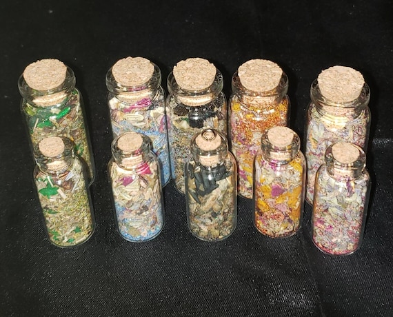 Keychain Set with Spell Jars Money Love Protection Happiness or Healing- Mix and Match! Bonus Mystery Tarot and Crystal