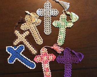 Crochet Cross Bookmark with Tassel