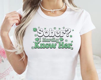 Sober Who Micro Rib Baby Tee, St. Patrick's Day Outfit, Green Beer St Pattys Top, Irish Pride T-Shirt, Pub Bar Crawl Party, Day Drinking