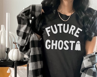 Future Ghost Black Unisex T-Shirt, Trendy Halloween Shirt, Festive, Funny Graphic Tee