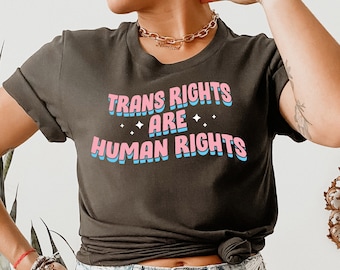 Trans Rights Are Human Rights Unisex Tee, Transgender LGBQT Pride Support Blue and Pink Graphic T-Shirt, Pride Graphic Tee