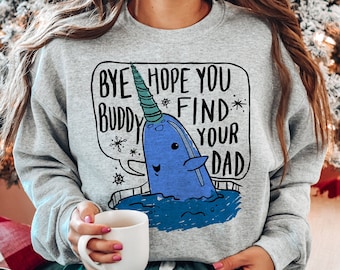 Christmas Whale Ugly Holiday Sweater, Crewneck Sweatshirt, Holiday Apparel Funny Christmas Crewneck,Find Your Dad, Ugly Christmas