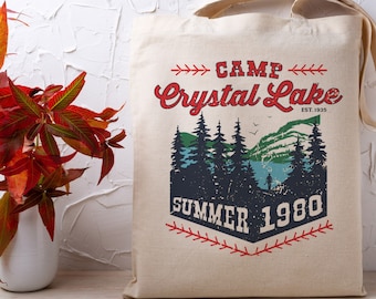 Camp Crystal Lake Canvas Tote Bag, Cute Reusable Eco Friendly Canvas Bag, Cute Tote Bag, Library Bag, Reusable Grocery Bag
