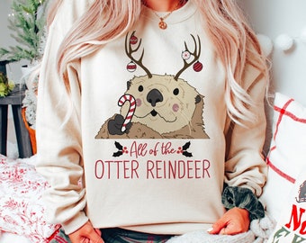 Otter Reindeer Crewneck Sweatshirt Cute 