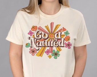 Good Natured Unisex Comfort Colors Short Sleeve Tee, Trendy Retro Floral T-Shirt Gift For Friend, Custom Retro Graphic Tee