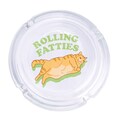 Rolling Fatties Round Glass Ashtray 4.25", Cute Clear Glass UV Printed Ash Tray Smoking Gift
