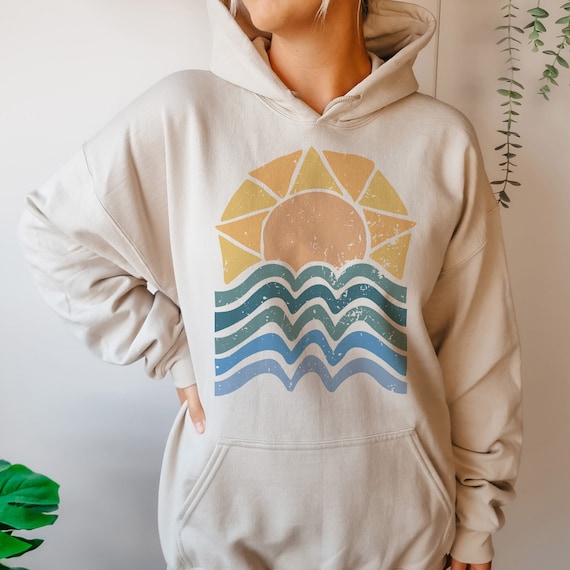 Boho Beach Hoodie Sweatshirt, Cute Graphic Lounge Wear, Pullover Hooded Sweatshirt, Graphic Hoodie, Beach Hoodie