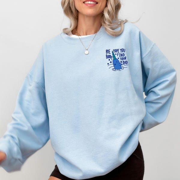 Christmas Whale Embroidered Crewneck Sweatshirt, Ugly Holiday Sweater Apparel Festive Giftable, Find Your Dad, Funny Gag Gift, Embroidery