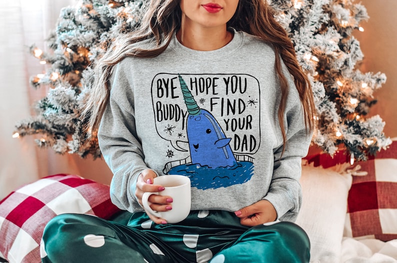 Christmas Whale Ugly Holiday Sweater, Crewneck Sweatshirt, Holiday Apparel Funny Christmas Crewneck,Find Your Dad, Ugly Christmas 