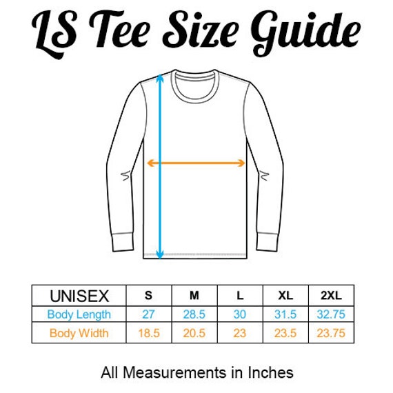 Long Sleeve T Shirt Size Chart