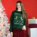 Dinosaur Ugly Holiday Sweater, Christmas Forest Green Crewneck Sweatshirt, Cute Dinosaur Comfy Crewneck, Holiday Sweater 