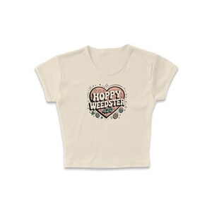 420 Weedster Heart Micro Rib Baby Tee, Hoppy Easter 420 Holiday Brunch Outfit, Hippity Hoppity 420-Friendly Stoner Women's Shirt, Marijuana Solid Natural Blend