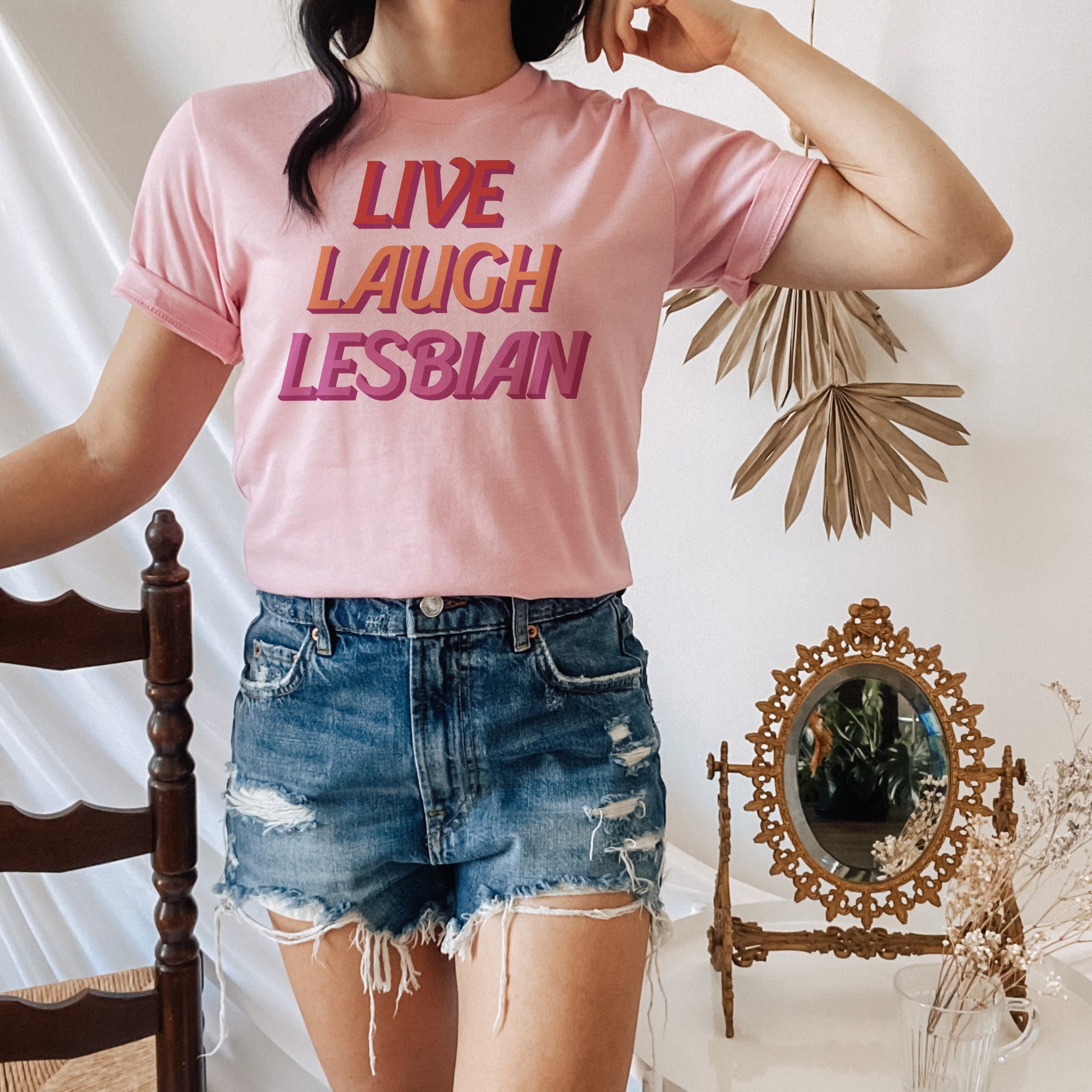 Live Laugh Lesbian T Shirt Lesbian Pride Shirt Lgbtq Girls Etsy