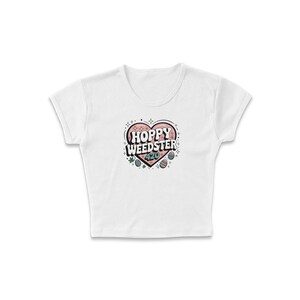 420 Weedster Heart Micro Rib Baby Tee, Hoppy Easter 420 Holiday Brunch Outfit, Hippity Hoppity 420-Friendly Stoner Women's Shirt, Marijuana Solid White Blend