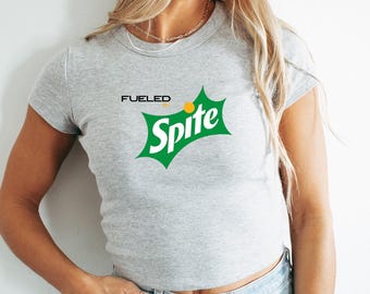Fueled By Spite Micro Rib Baby Tee, Trendy Funny Graphic T-Shirt