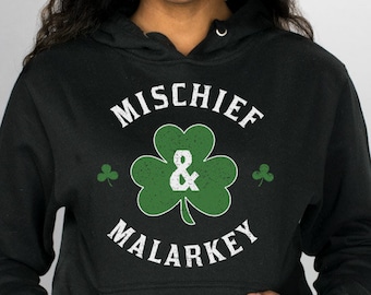 Mischief and Malarkey Hoodie Sweatshirt, Sports Style Leopard Print Graphic Lounge Wear, Hooded Sweater, Gifts For Her, College Girl