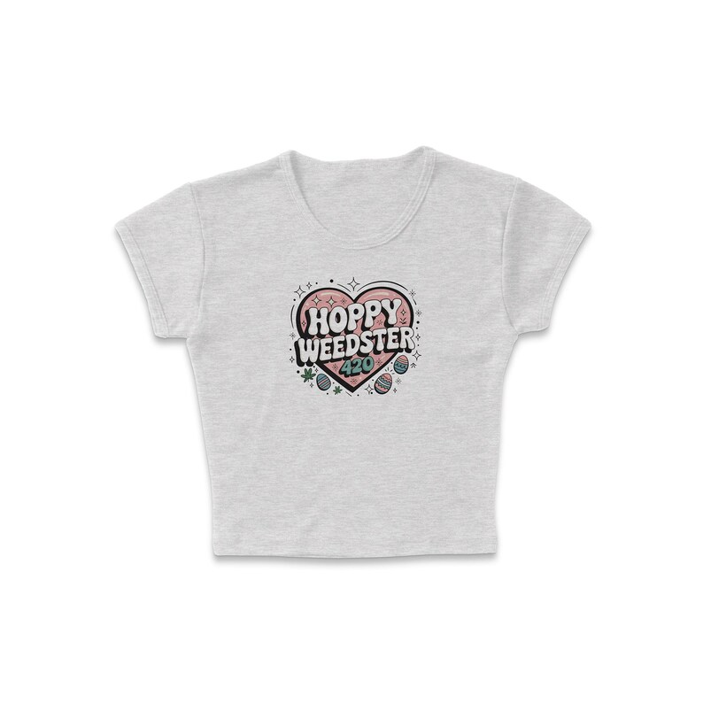 420 Weedster Heart Micro Rib Baby Tee, Hoppy Easter 420 Holiday Brunch Outfit, Hippity Hoppity 420-Friendly Stoner Women's Shirt, Marijuana Athletic Heather