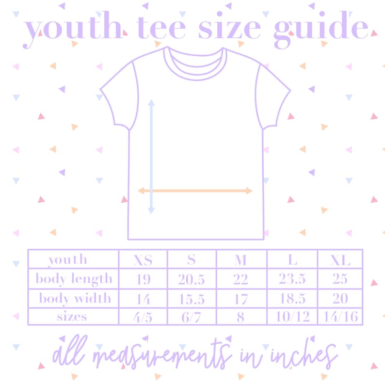 K&ouml;nnte beinhalten: Eine Gr&ouml;&szlig;entabelle f&uuml;r T-Shirts f&uuml;r Jugendliche mit Ma&szlig;en in Zoll f&uuml;r K&ouml;rperl&auml;nge und -breite. Die Tabelle zeigt die Gr&ouml;&szlig;en XS, S, M, L und XL mit den entsprechenden Ma&szlig;en f&uuml;r jede Gr&ouml;&szlig;e.
