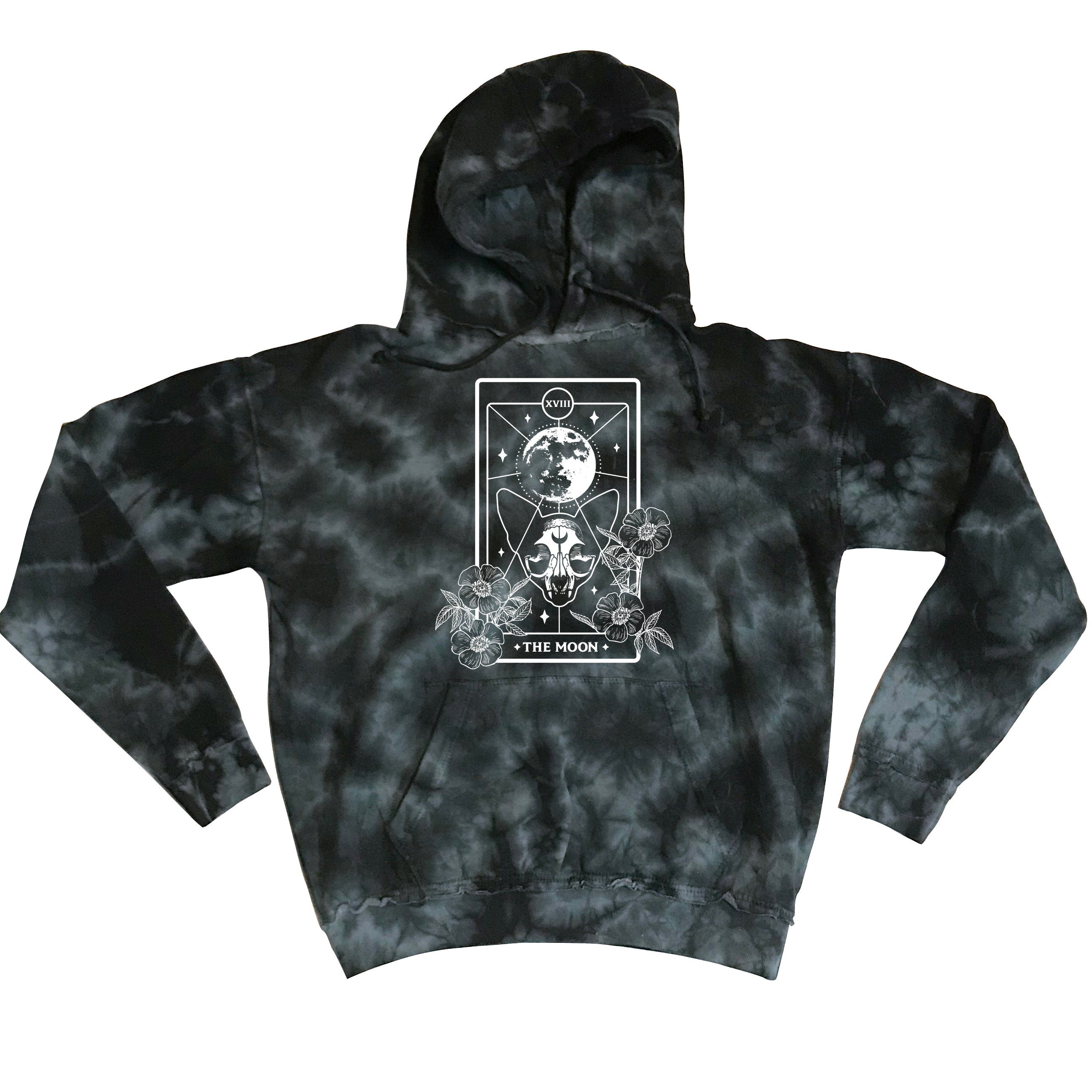 Moon Cat Tarot Card Tie Dye Hoodie Witchy Card Cat Skully - Etsy
