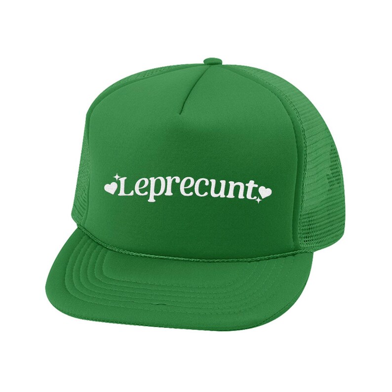 Gorra de camionero de cinco paneles bordada Leprecunt, gorra clásica estructurada de cinco paneles, gorra para el día de San Patricio con cerveza verde, Brunch Irish Pride Lucky, Cunty Kelly Green