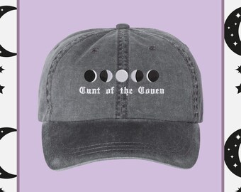 C*nt Of The Coven Embroidered Pigment-Dyed Cap, Witchy Moon Hat