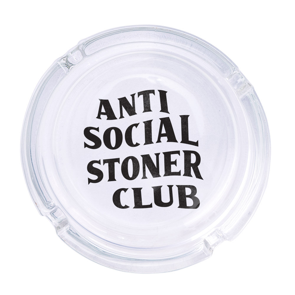 Anti-social Stoner Club Round Glass Ashtray 4.25