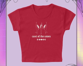 C*nt Of The Coven Micro Rib Baby Tee HX, Trendy Witch Halloween Graphic T-Shirt, Spooky Boo Basket Gift, Retro Witch Top, Y2k Edgy Bold