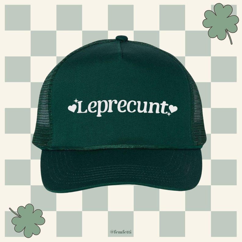 Gorra de camionero de cinco paneles bordada Leprecunt, gorra clásica estructurada de cinco paneles, gorra para el día de San Patricio con cerveza verde, Brunch Irish Pride Lucky, Cunty imagen 1
