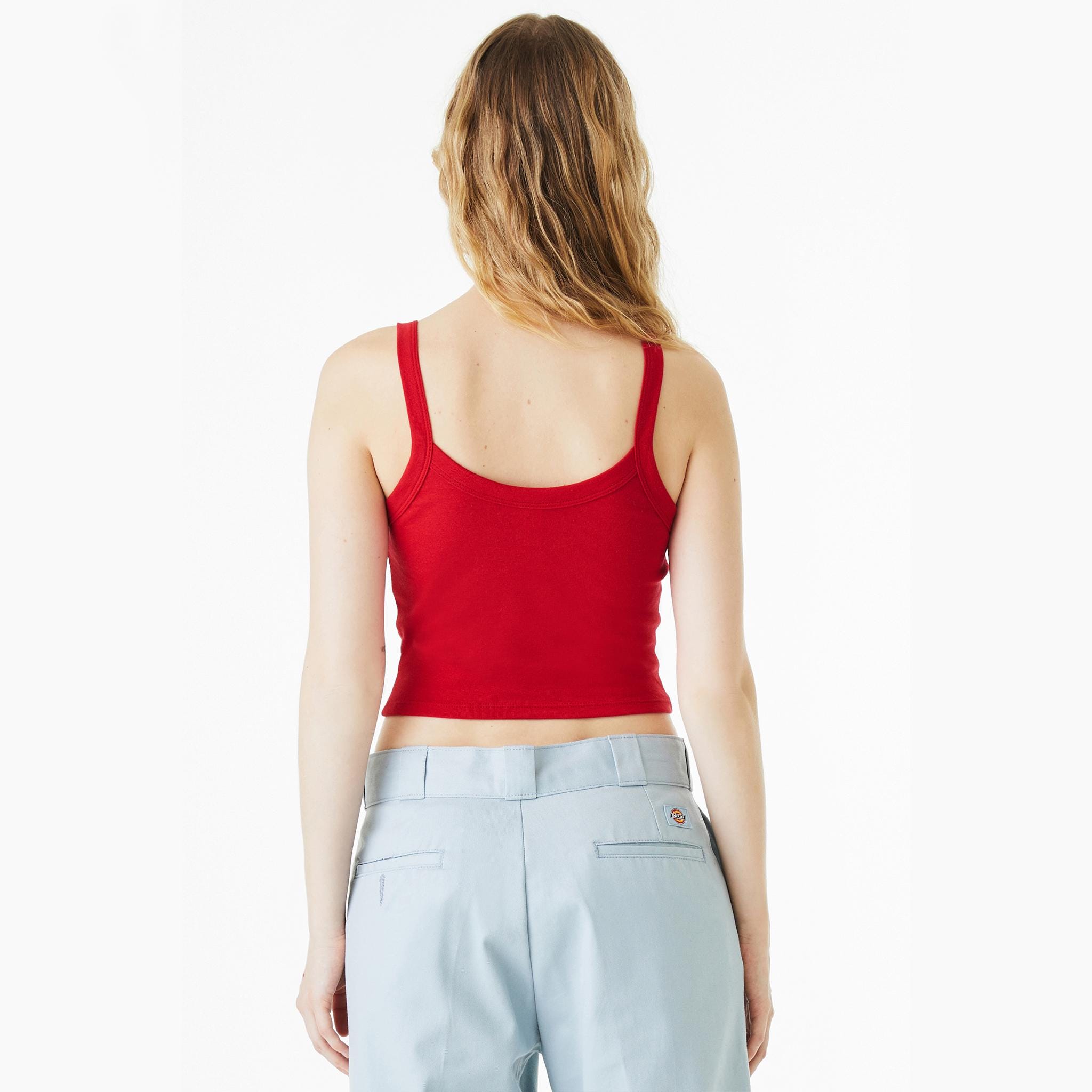 Sweet Cherry Fruity Embroidered Micro Rib Spaghetti Strap Tank or