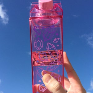 Crystal Pattern Milk Carton Water Bottle, Cute Milk Carton, Fun Water ...