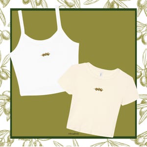 Camiseta de tirantes finos o minicamiseta de canalé micro acanalado Martini Olives, camisa verde oliva Y2K