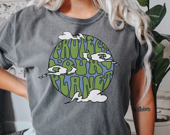 Protect Our Planet Comfort Colors Tee, Cute Vintage Conservation Environmentalist Save The Earth Nature Girl Shirt
